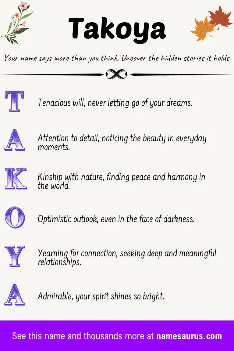 Acrostic poem about Takoya.