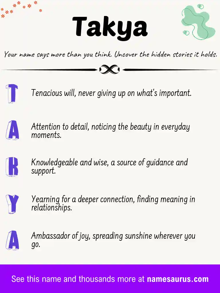 Acrostic poem about Takya.
