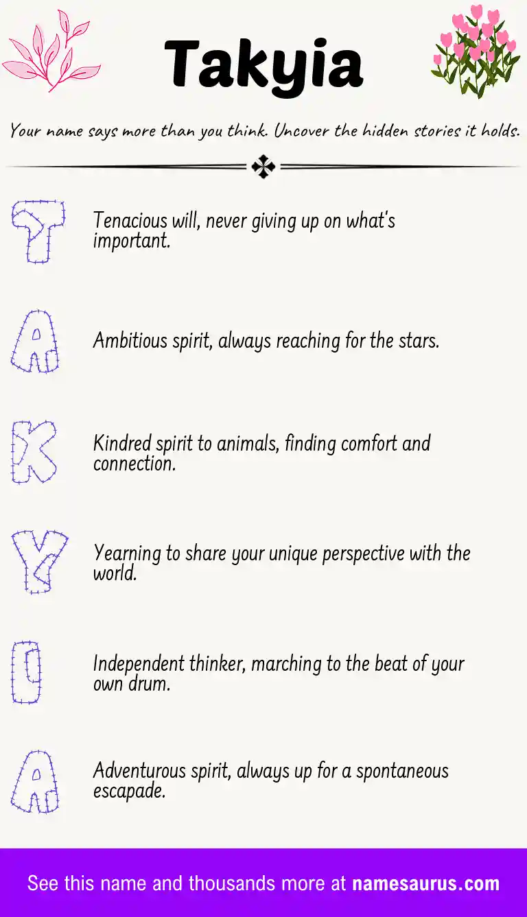 Acrostic poem about Takyia.