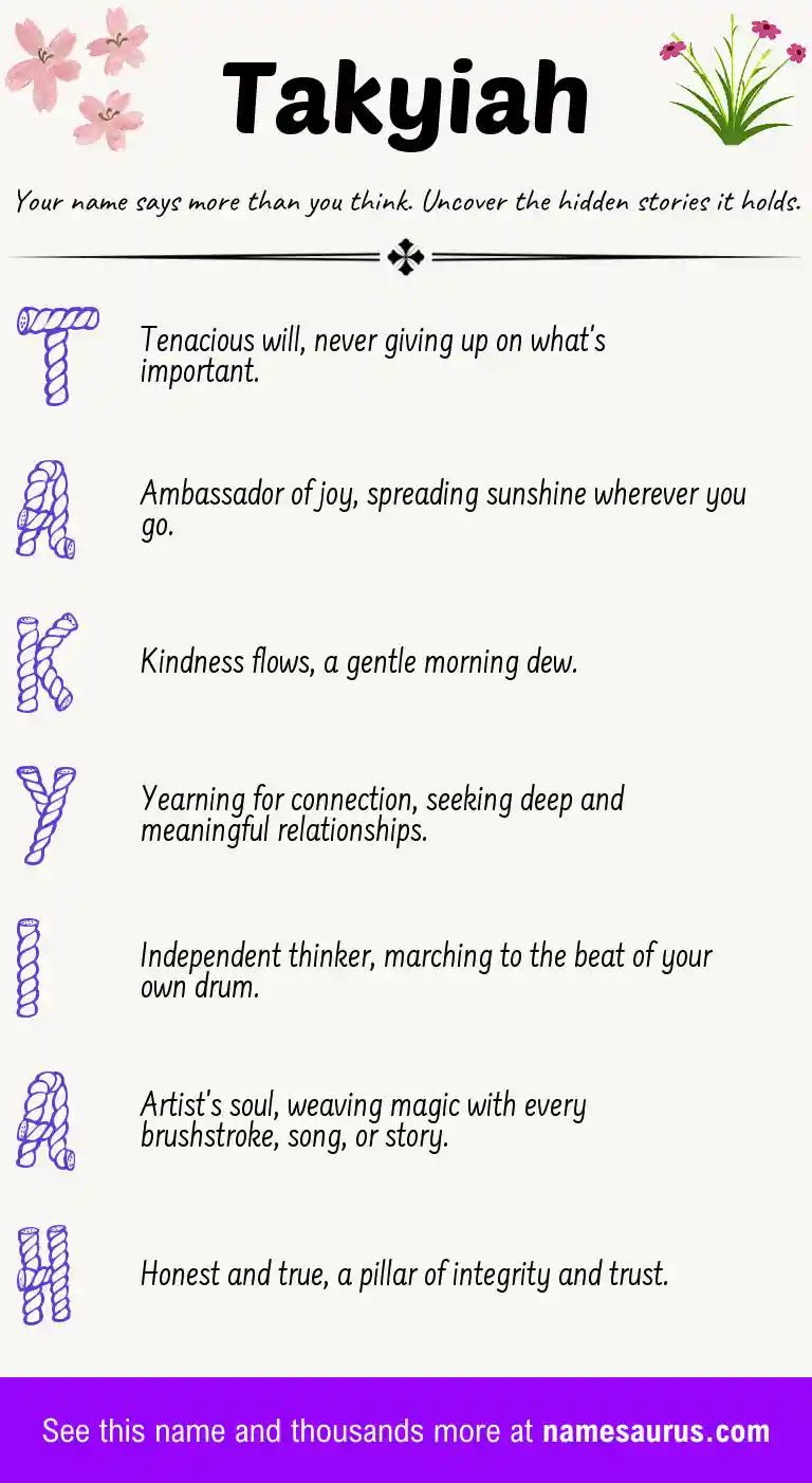Acrostic poem about Takyiah.