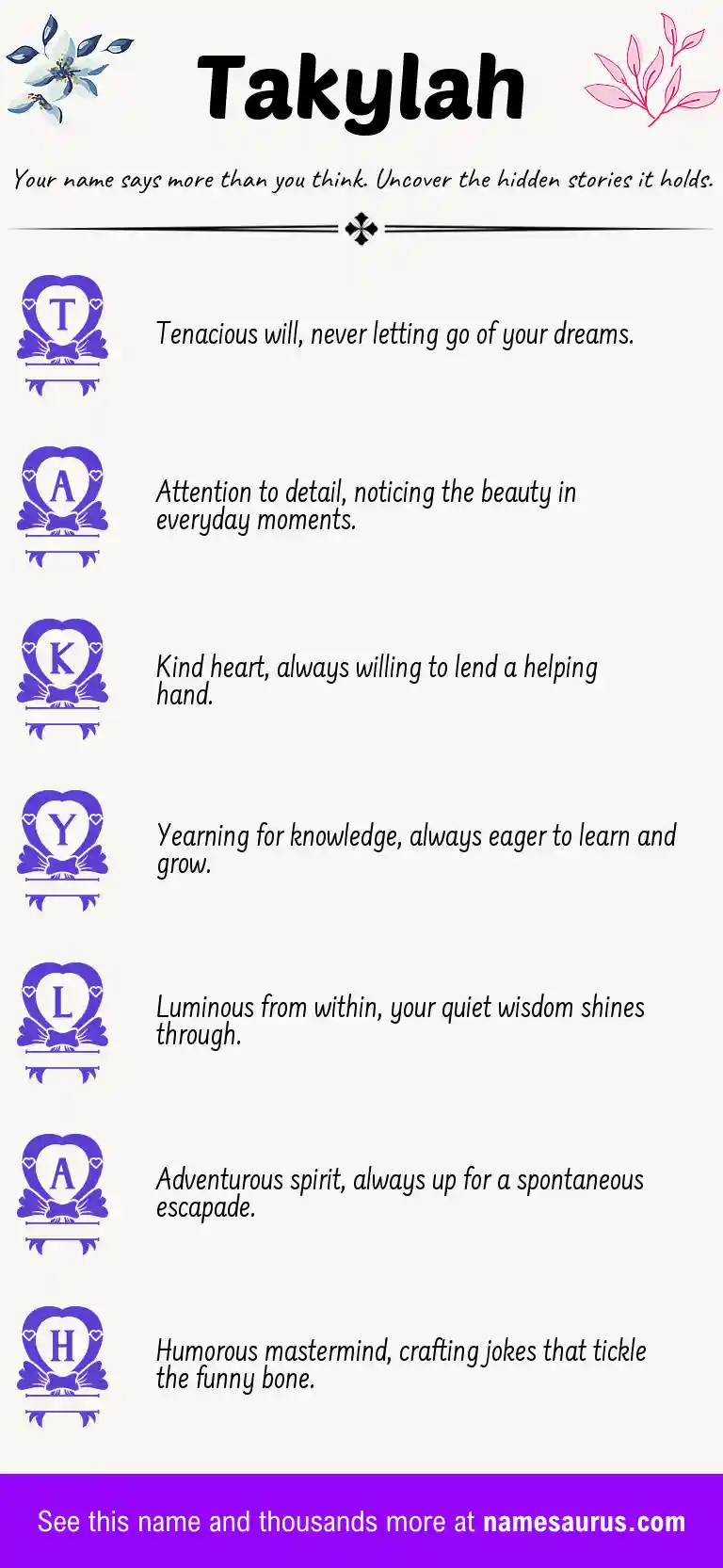 Acrostic poem about Takylah.