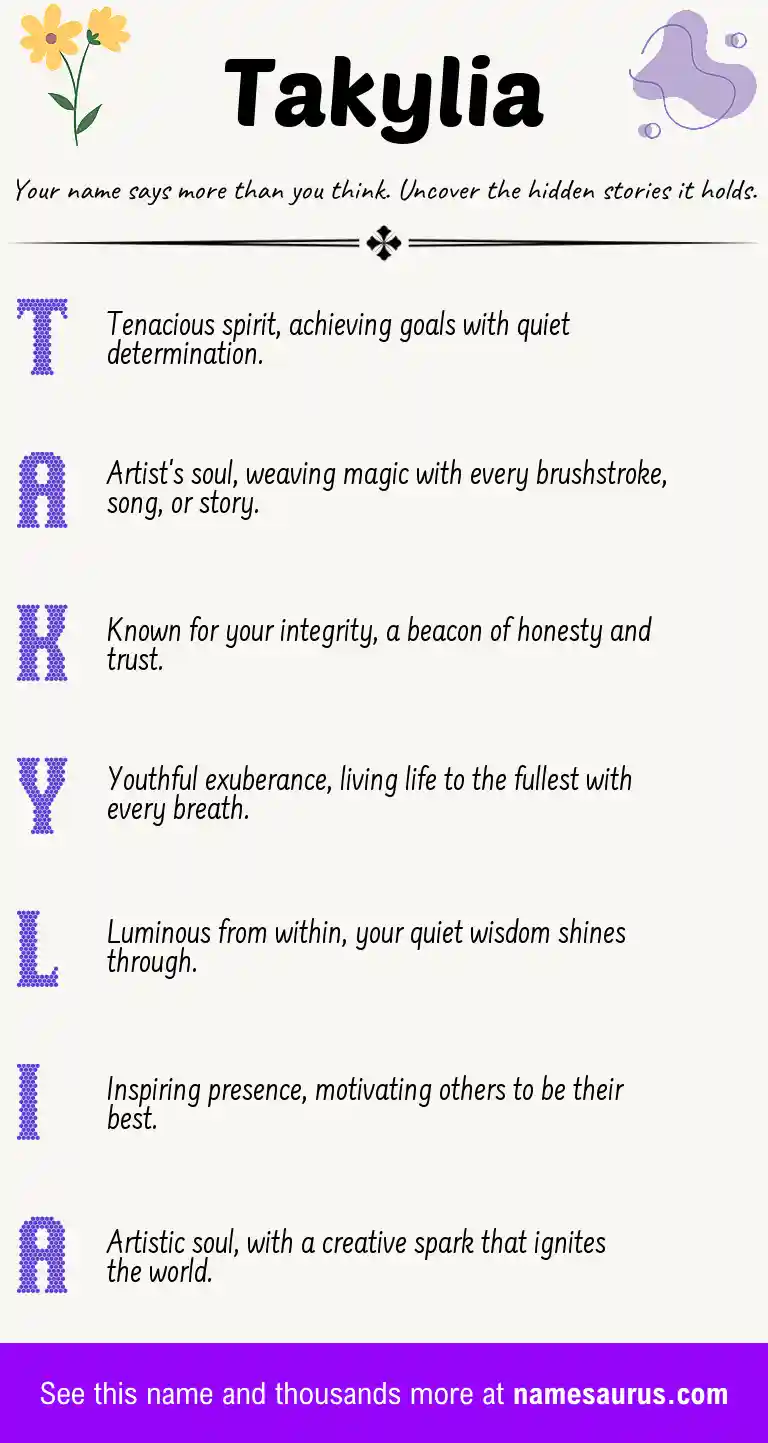 Acrostic poem about Takylia.