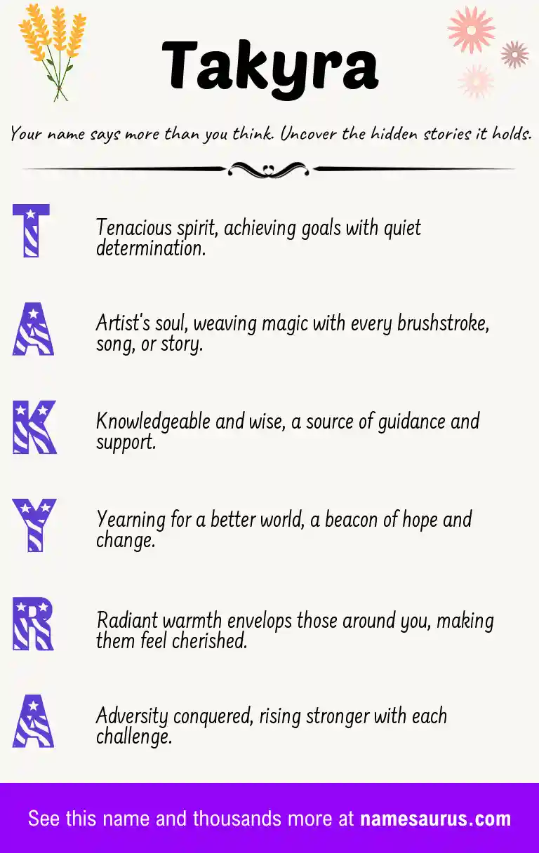 Acrostic poem about Takyra.