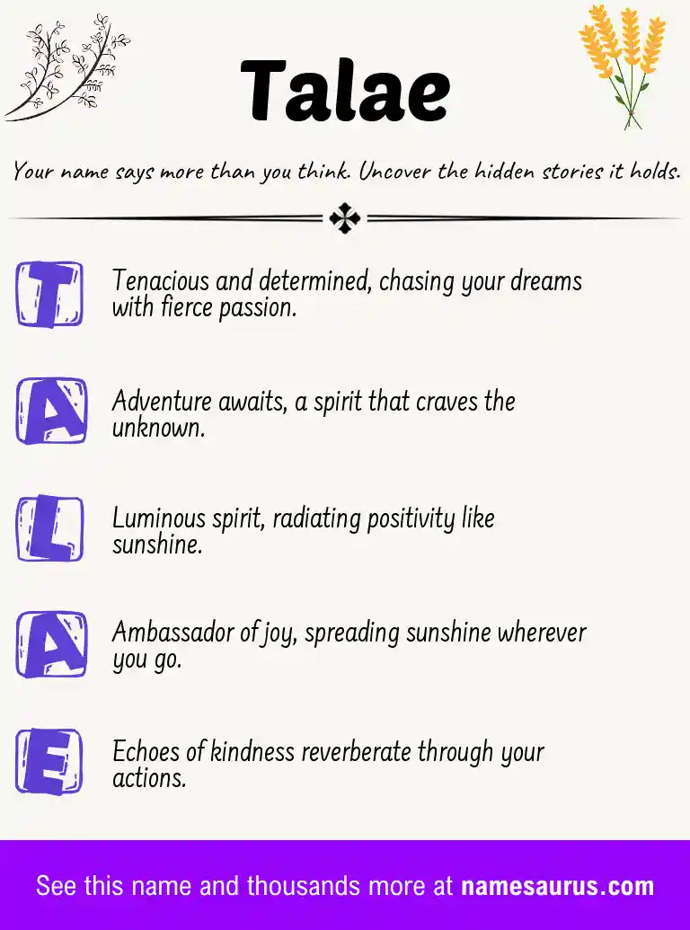 Acrostic poem about Talae.