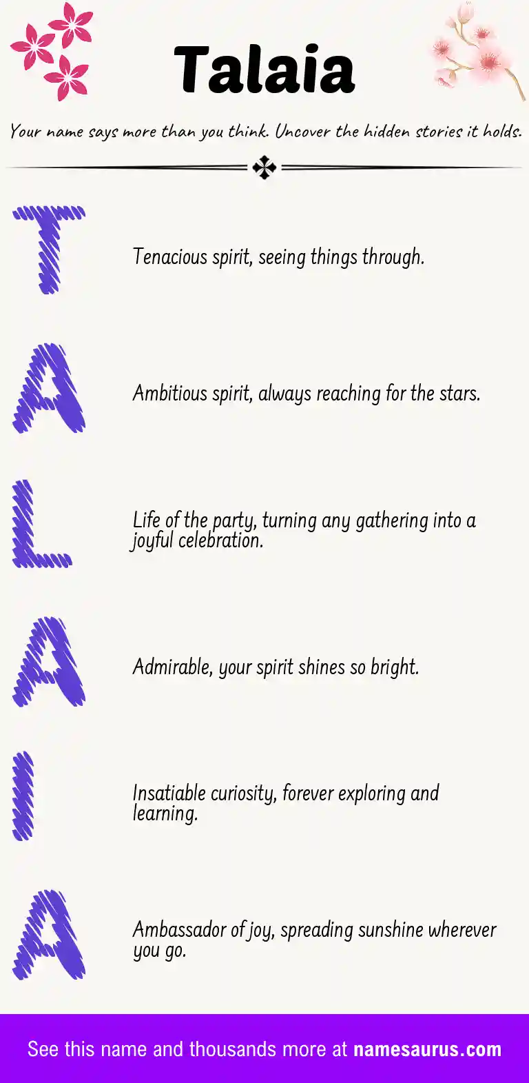 Acrostic poem about Talaia.