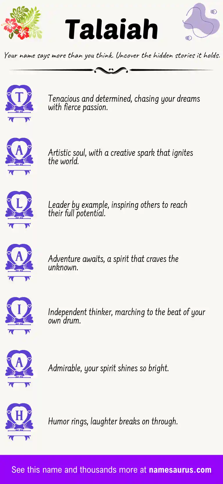 Acrostic poem about Talaiah.