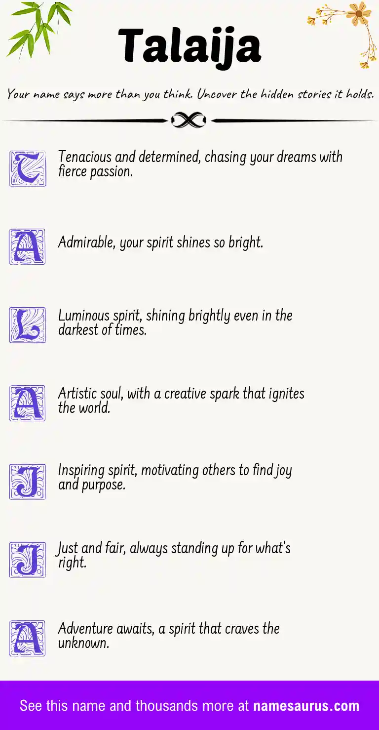 Acrostic poem about Talaija.
