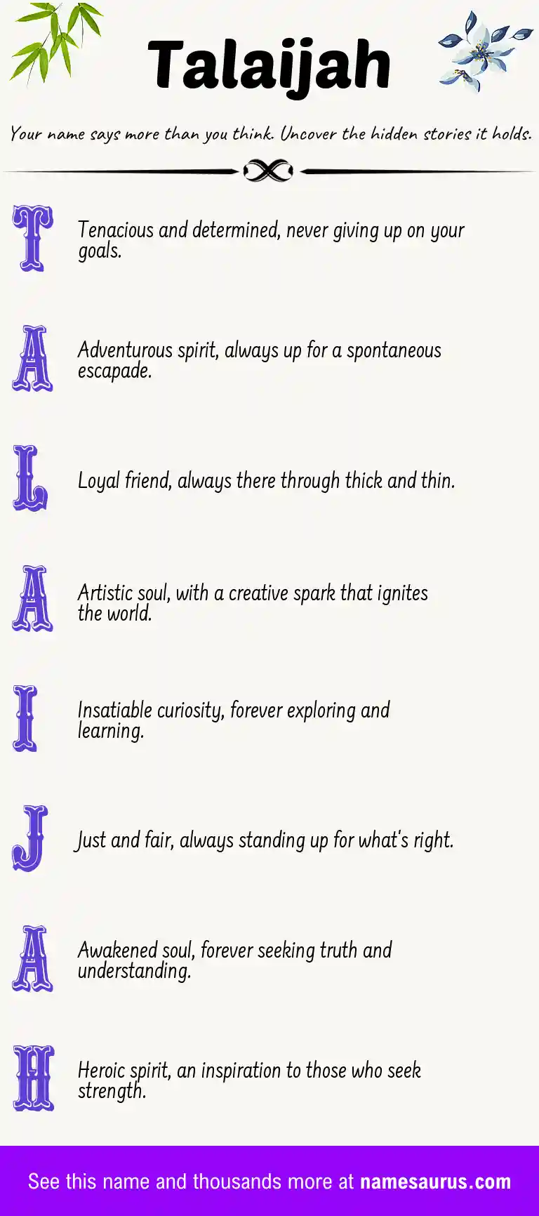 Acrostic poem about Talaijah.