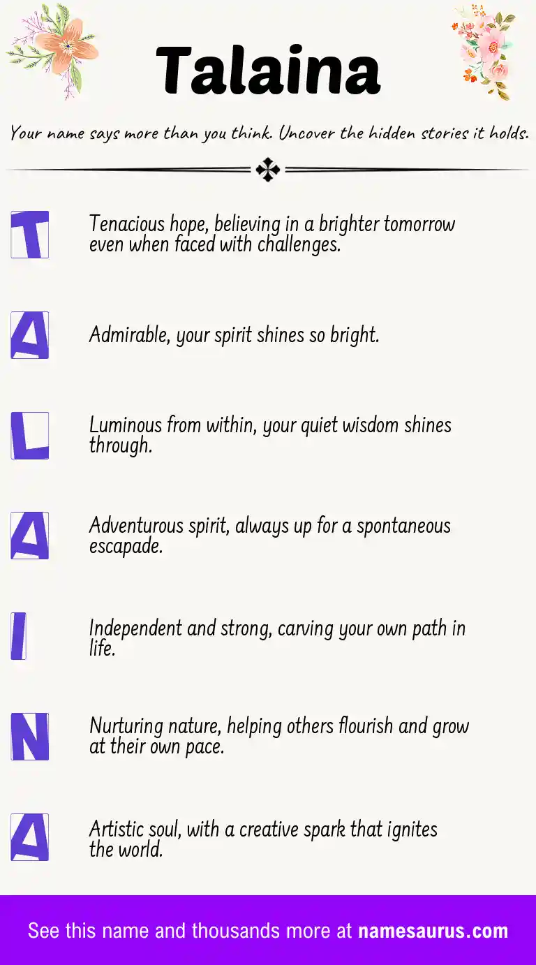 Acrostic poem about Talaina.