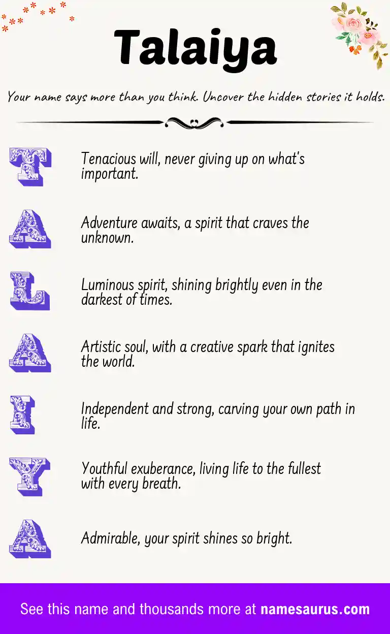 Acrostic poem about Talaiya.