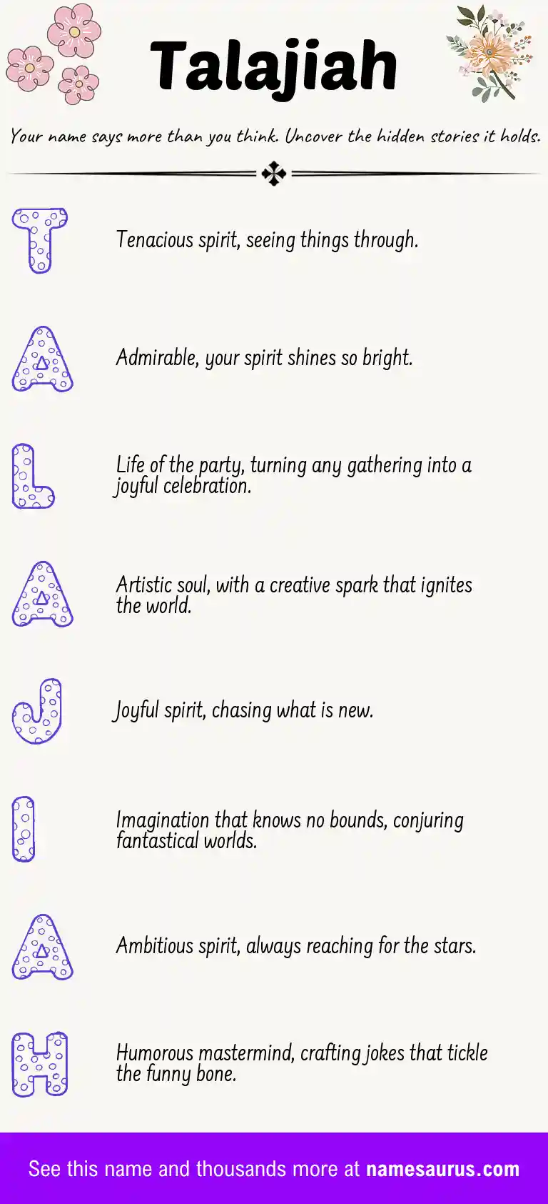 Acrostic poem about Talajiah.