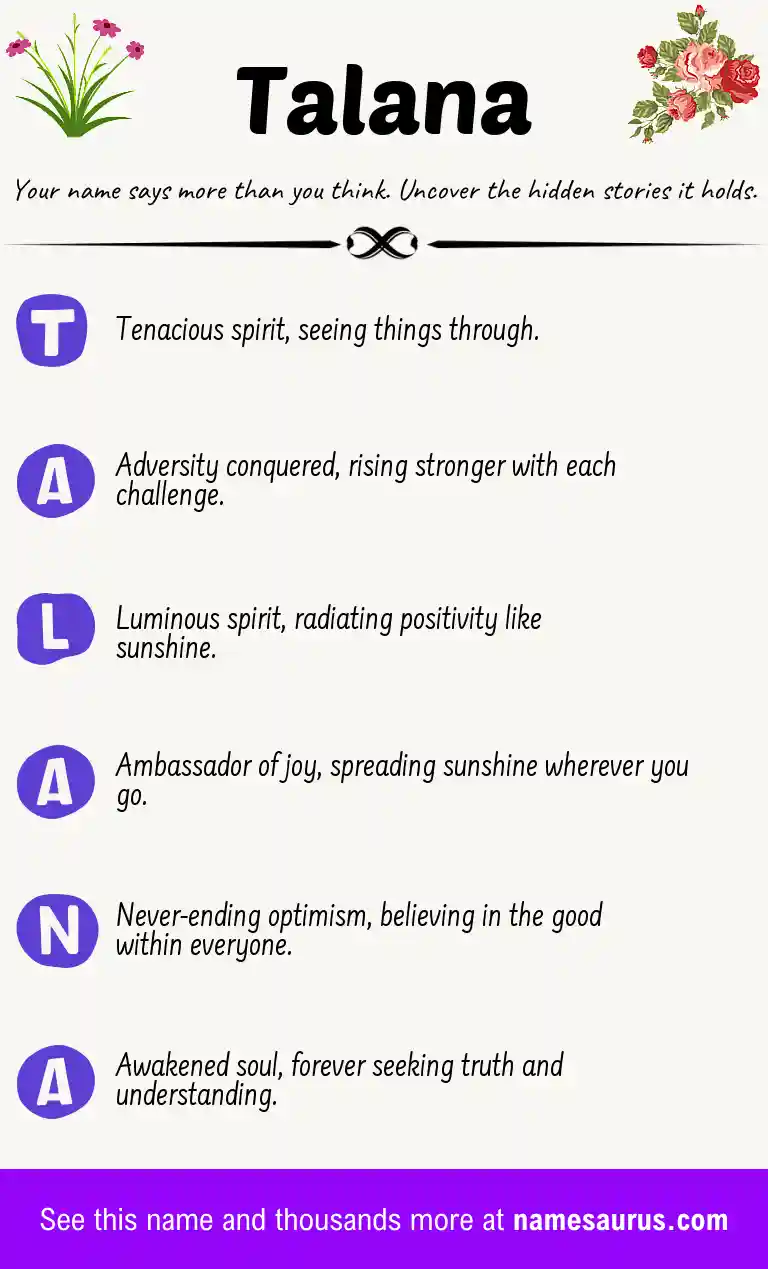 Acrostic poem about Talana.