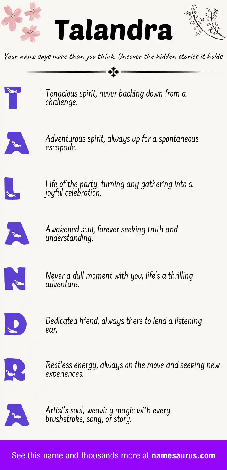 Acrostic poem about Talandra.