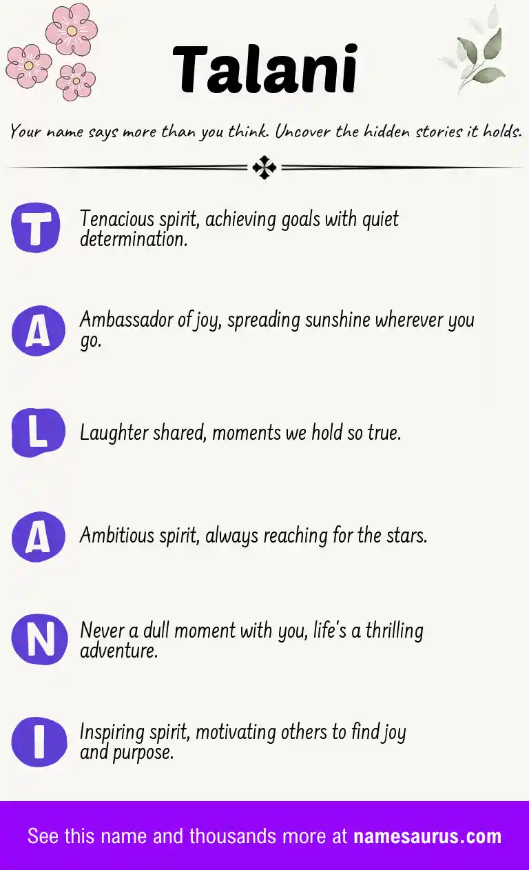 Acrostic poem about Talani.