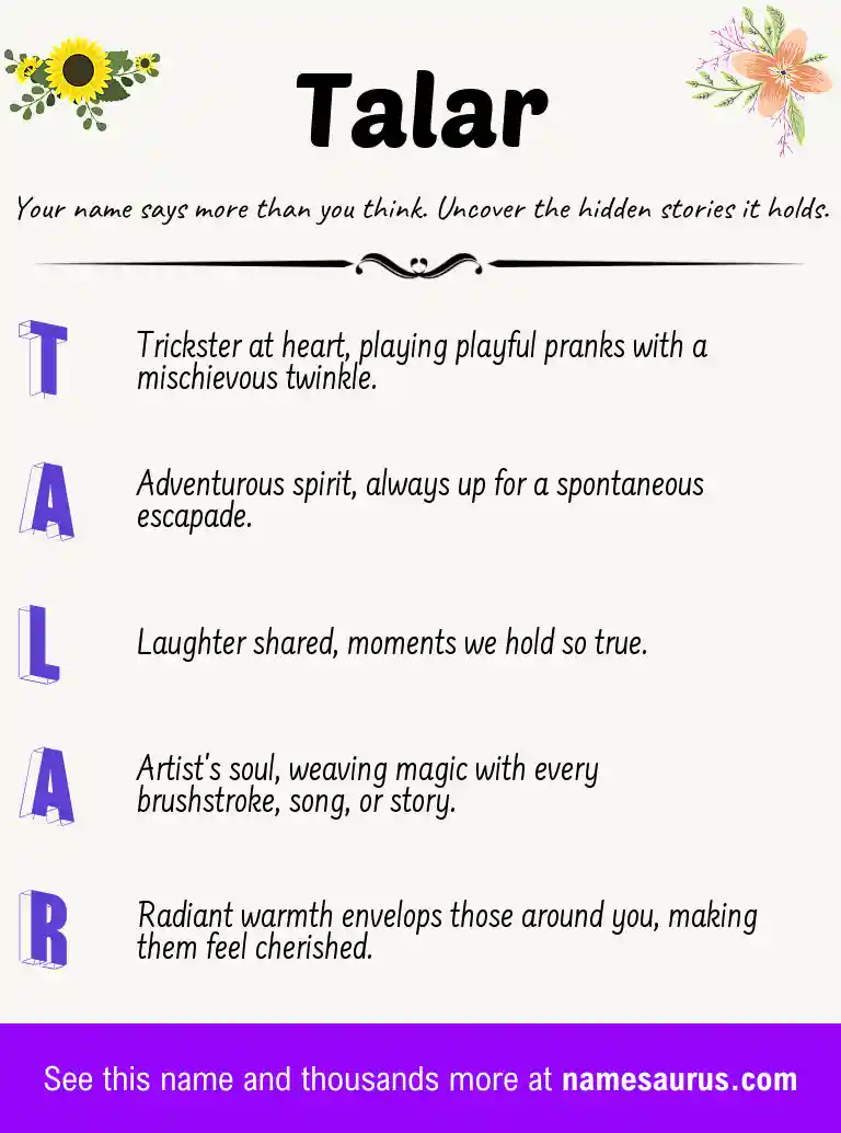 Acrostic poem about Talar.