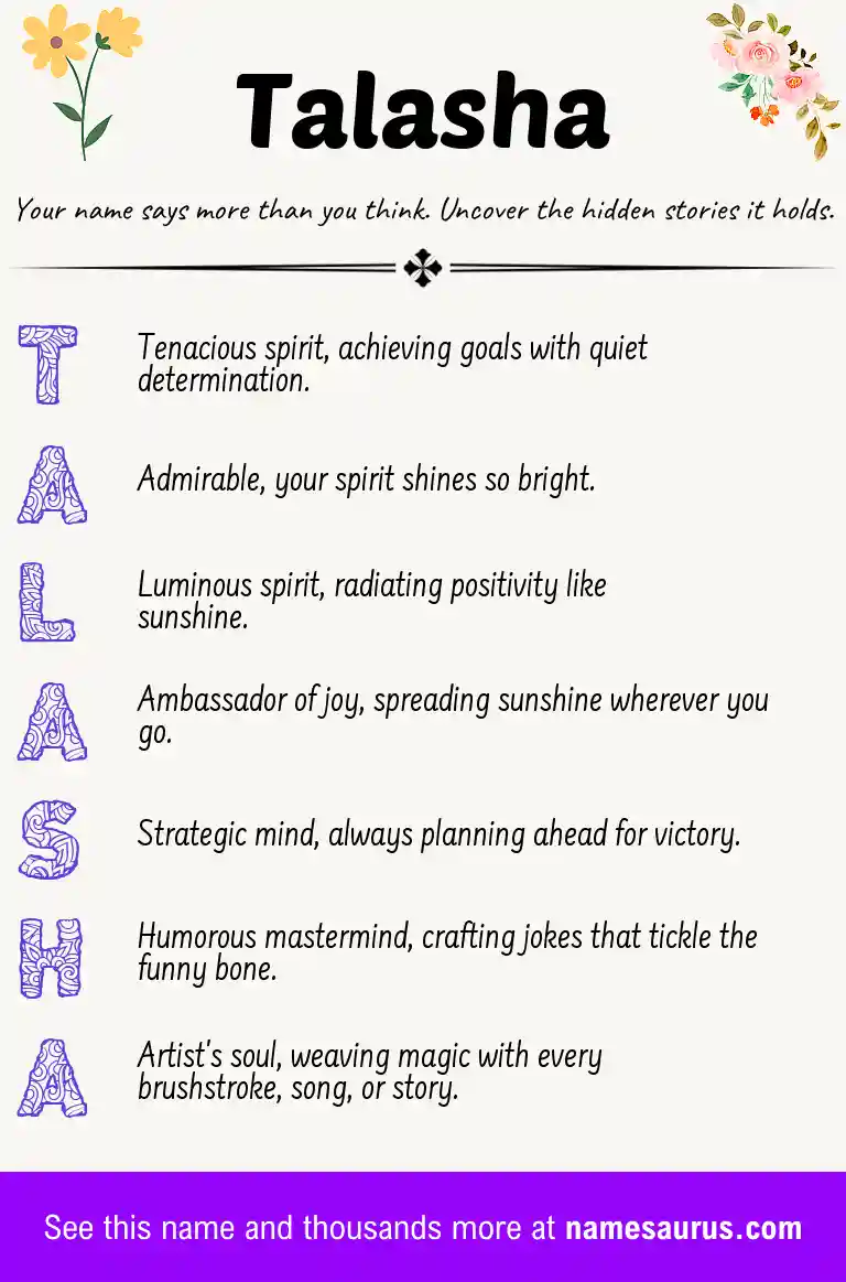 Acrostic poem about Talasha.