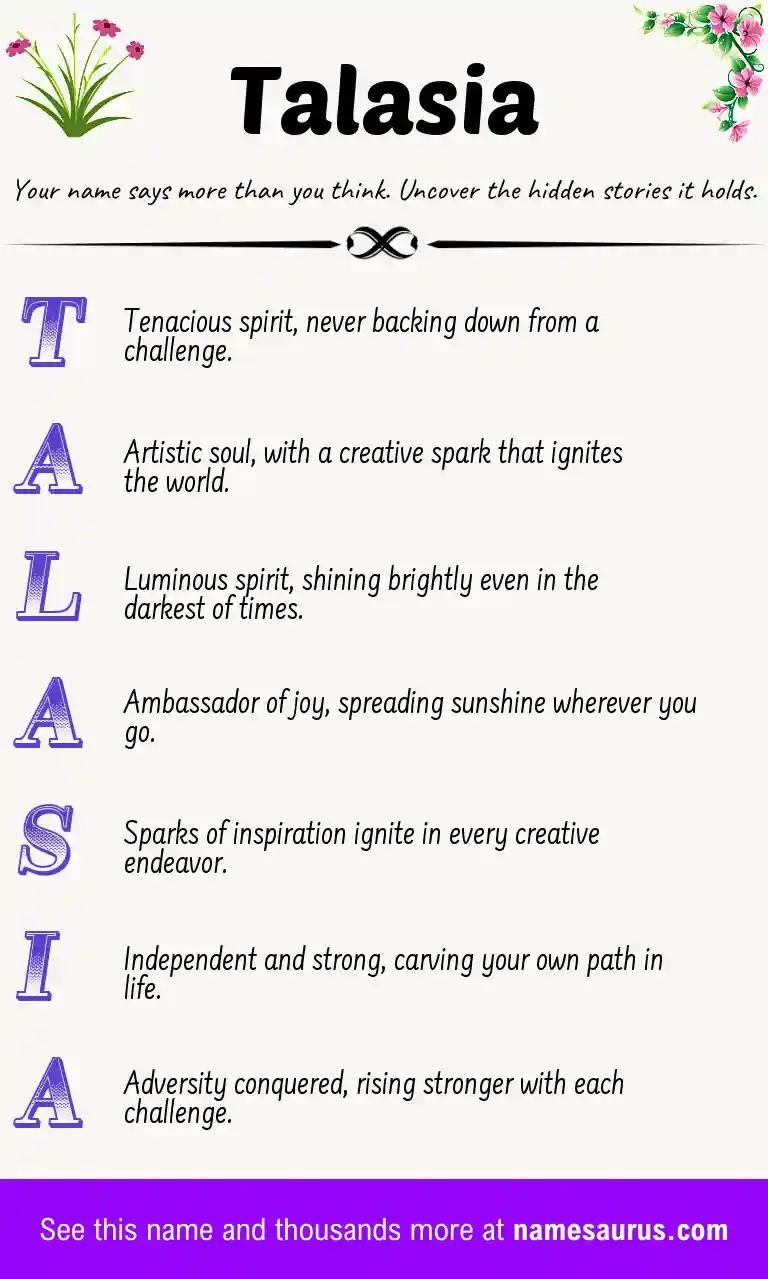 Acrostic poem about Talasia.