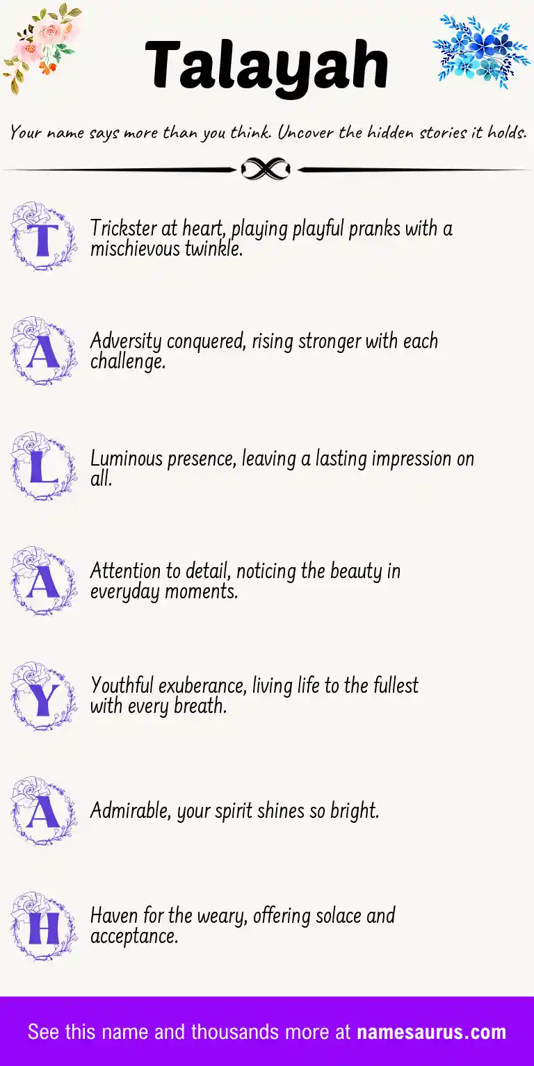 Acrostic poem about Talayah.