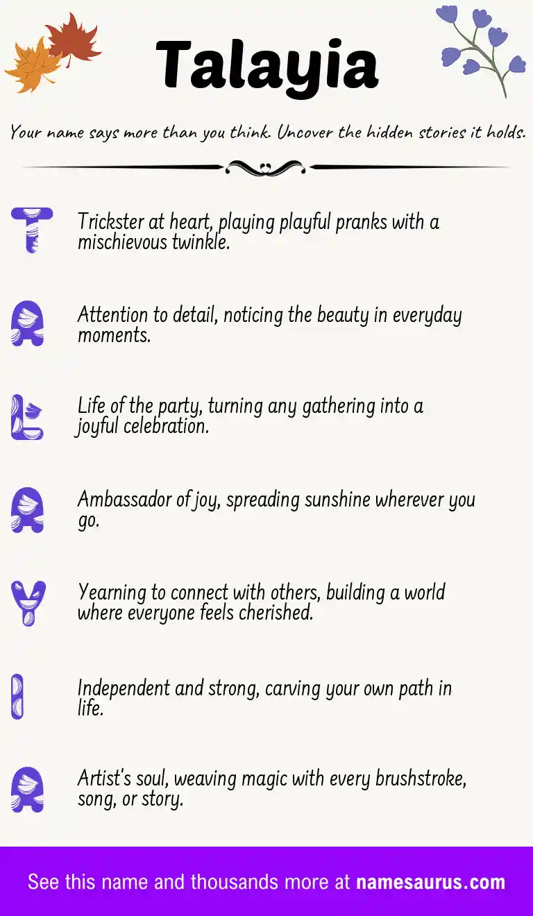 Acrostic poem about Talayia.