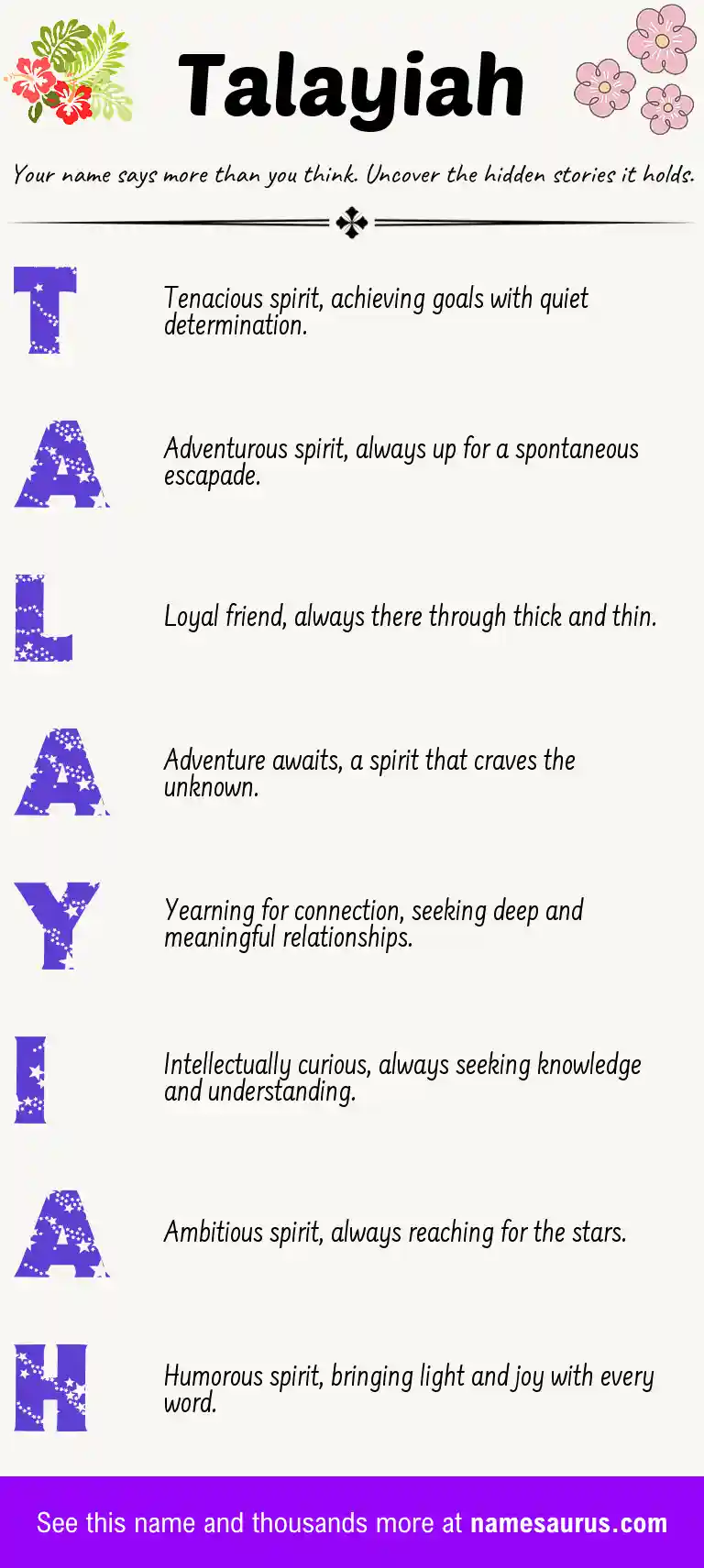 Acrostic poem about Talayiah.