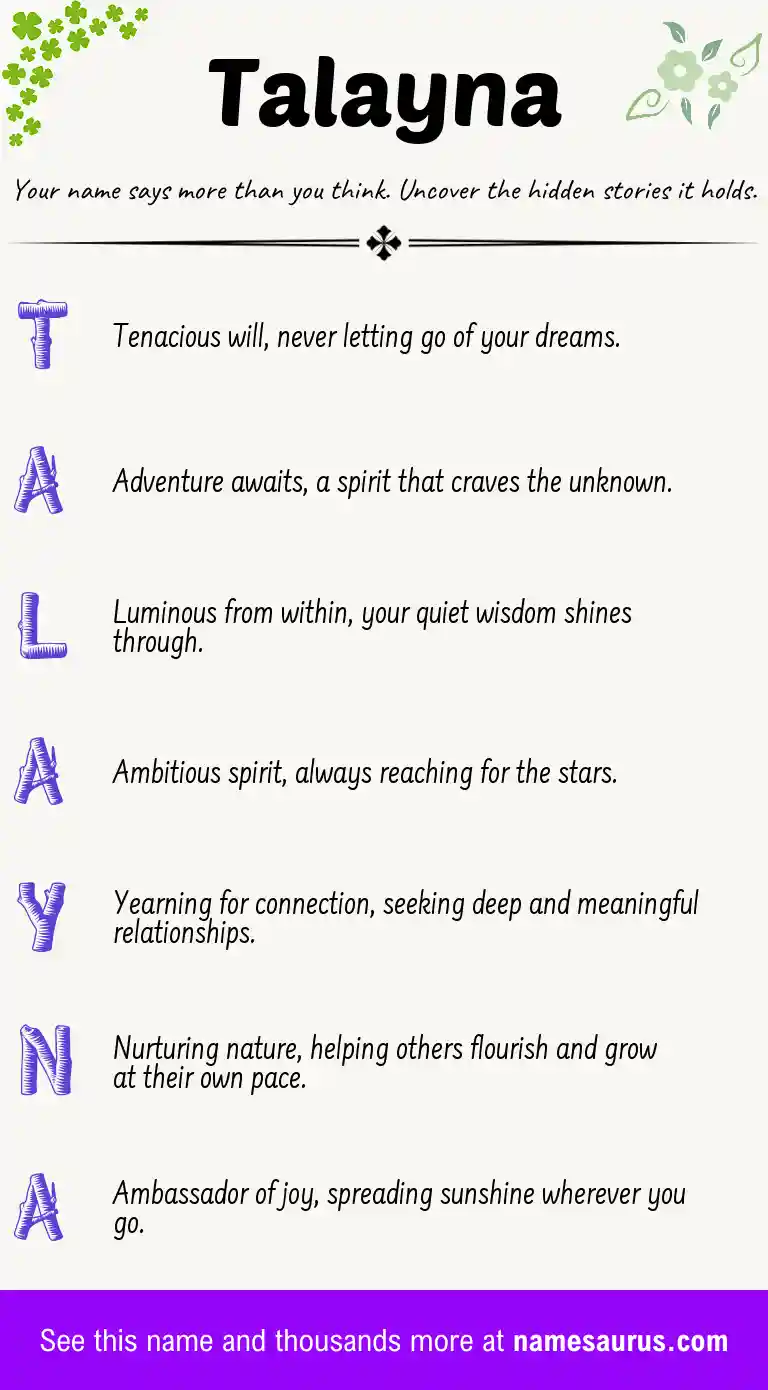 Acrostic poem about Talayna.