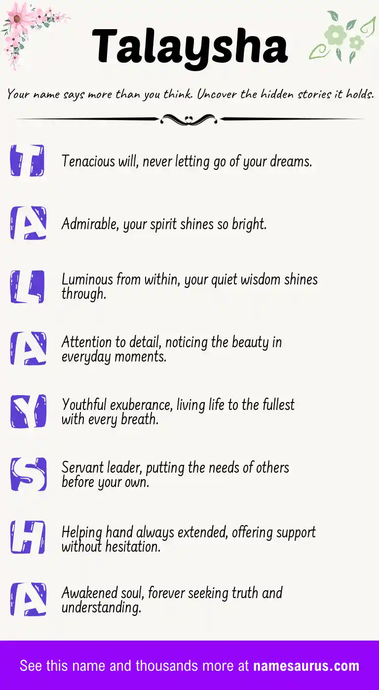 Acrostic poem about Talaysha.