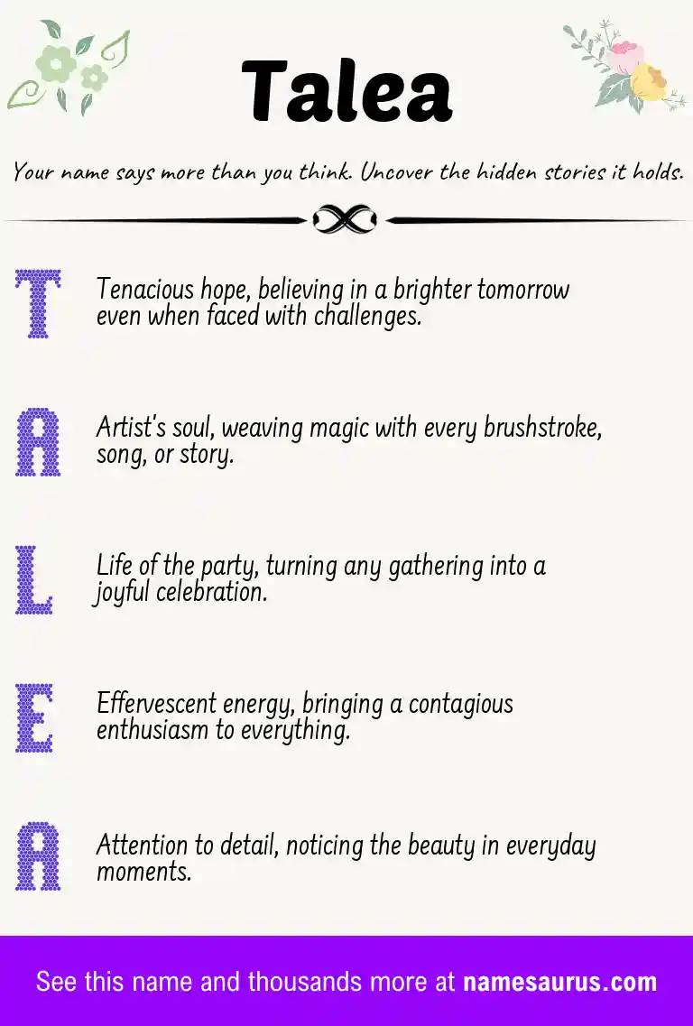 Acrostic poem about Talea.