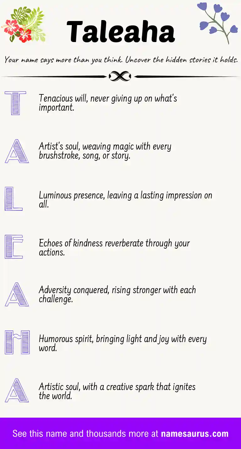 Acrostic poem about Taleaha.