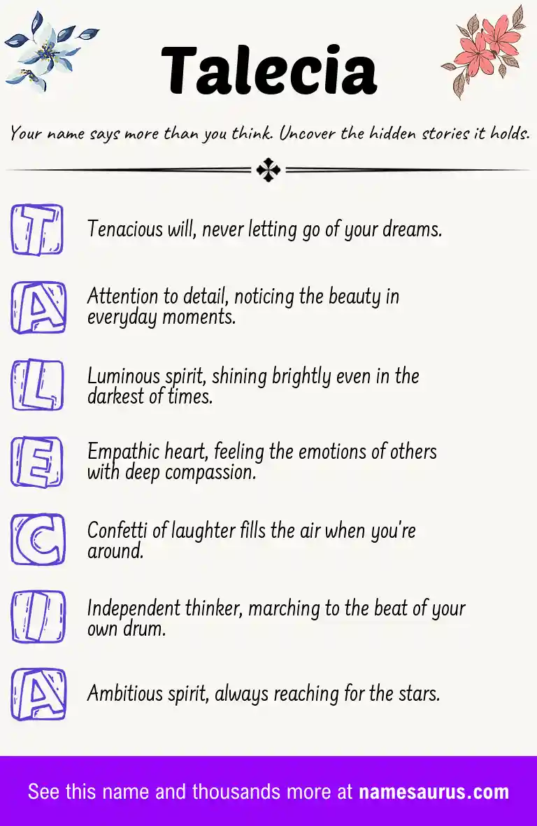 Acrostic poem about Talecia.