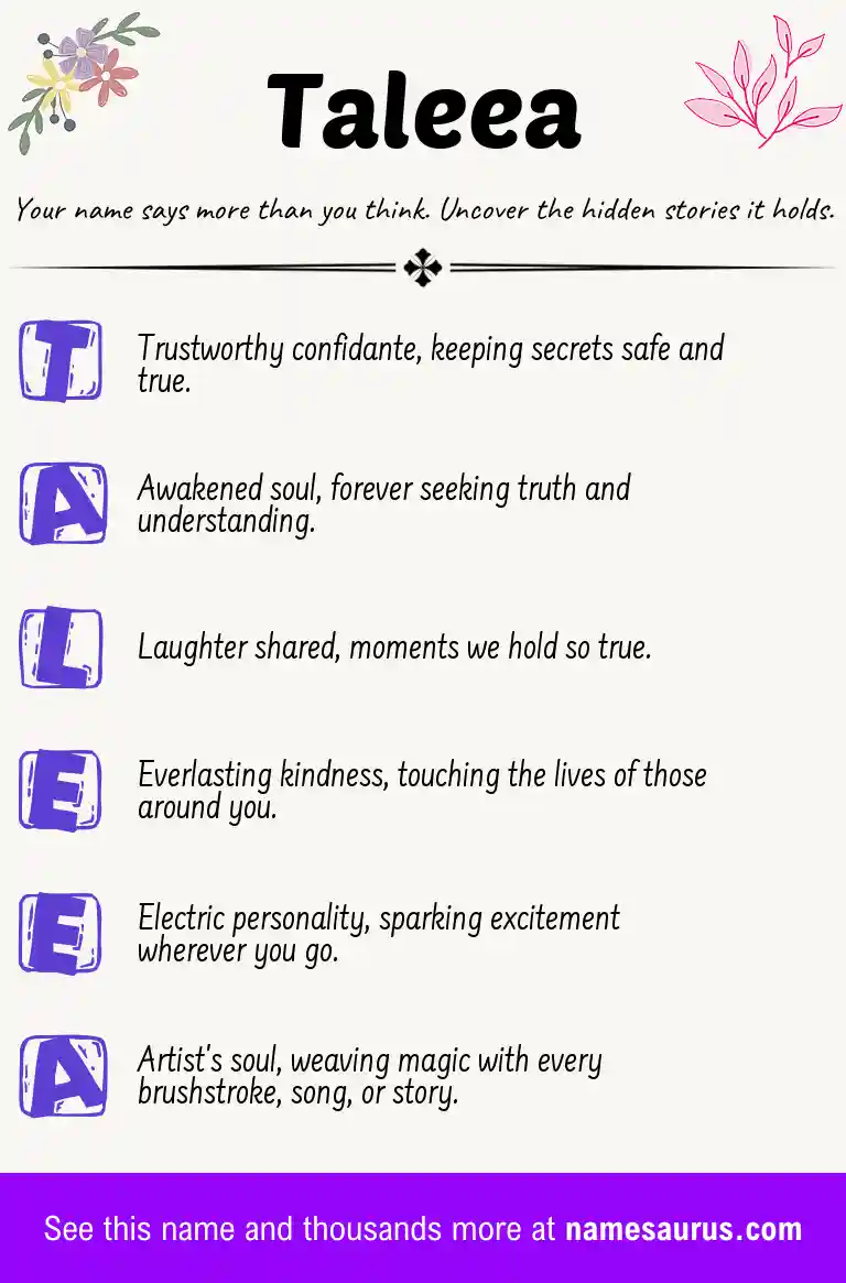Acrostic poem about Taleea.