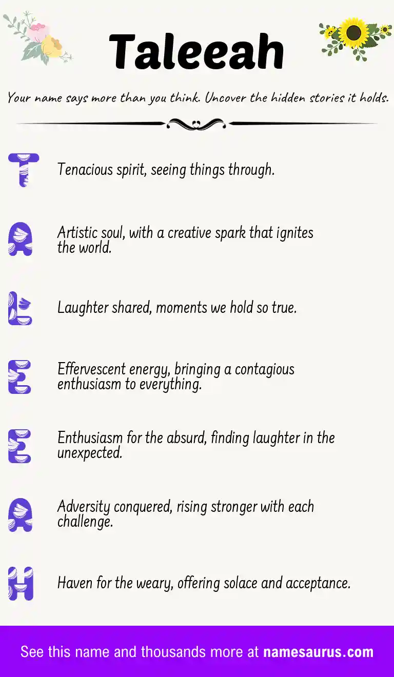 Acrostic poem about Taleeah.