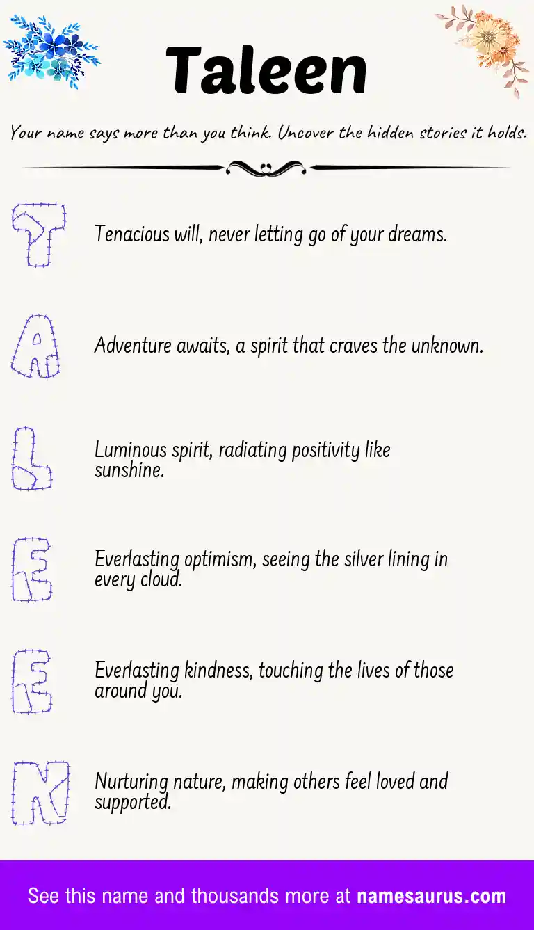 Acrostic poem about Taleen.