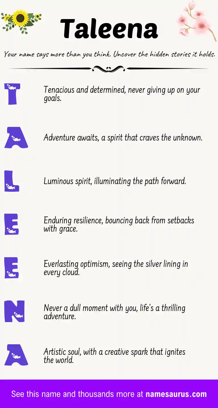 Acrostic poem about Taleena.
