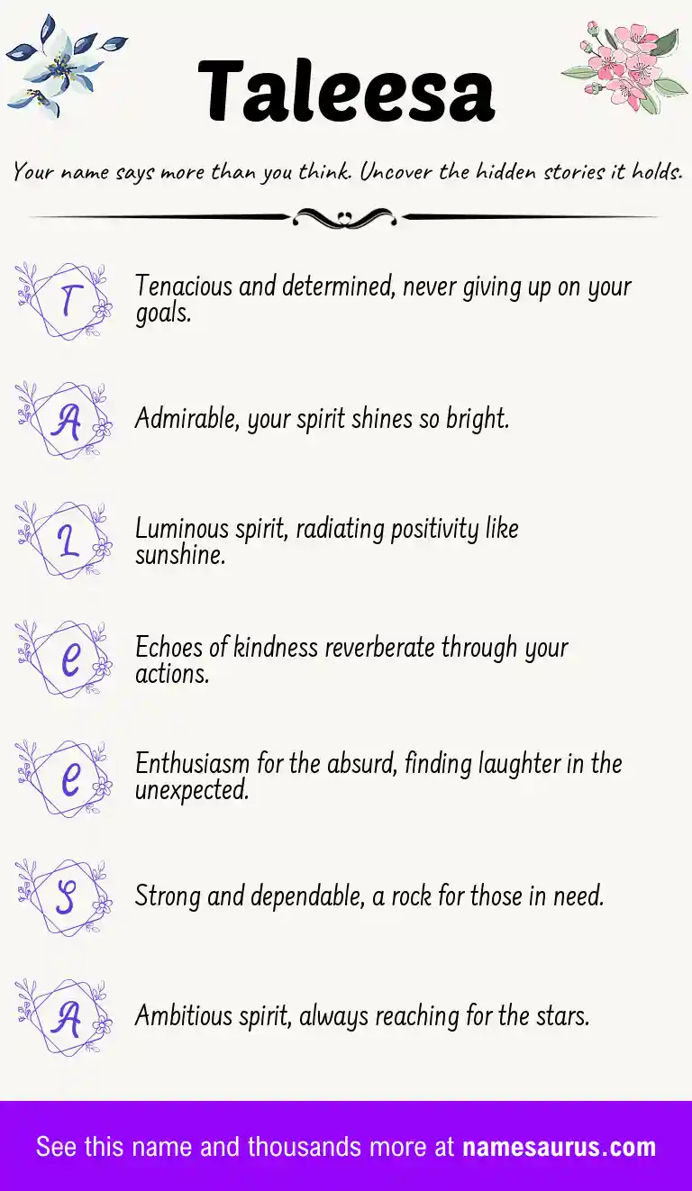 Acrostic poem about Taleesa.