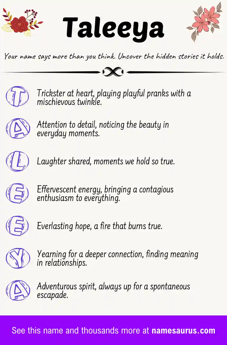 Acrostic poem about Taleeya.