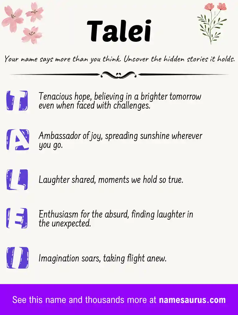 Acrostic poem about Talei.