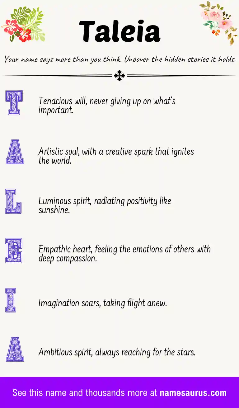 Acrostic poem about Taleia.