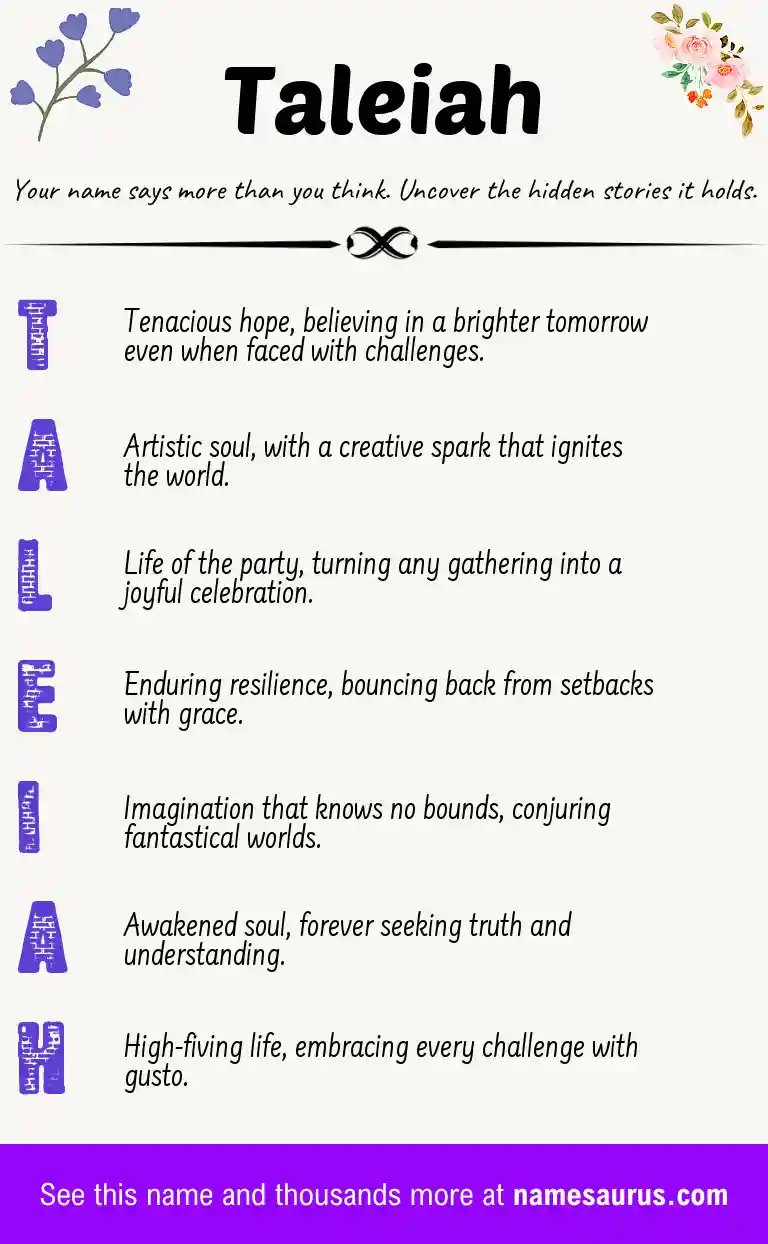 Acrostic poem about Taleiah.