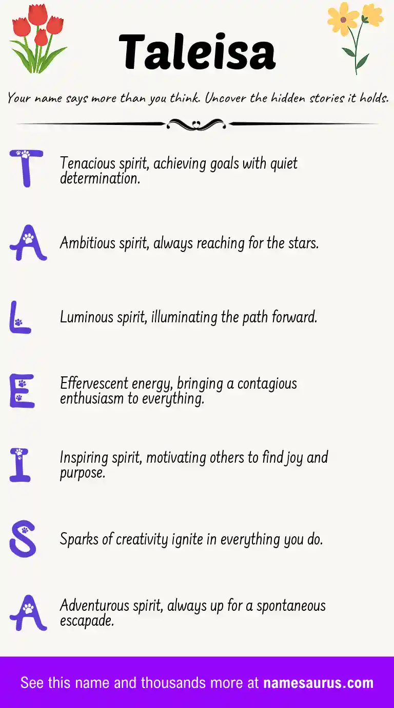 Acrostic poem about Taleisa.