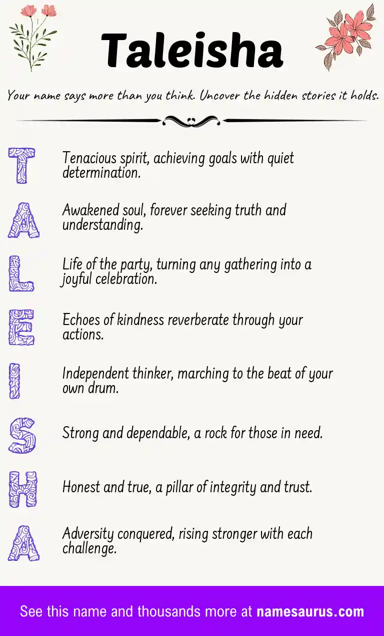 Acrostic poem about Taleisha.