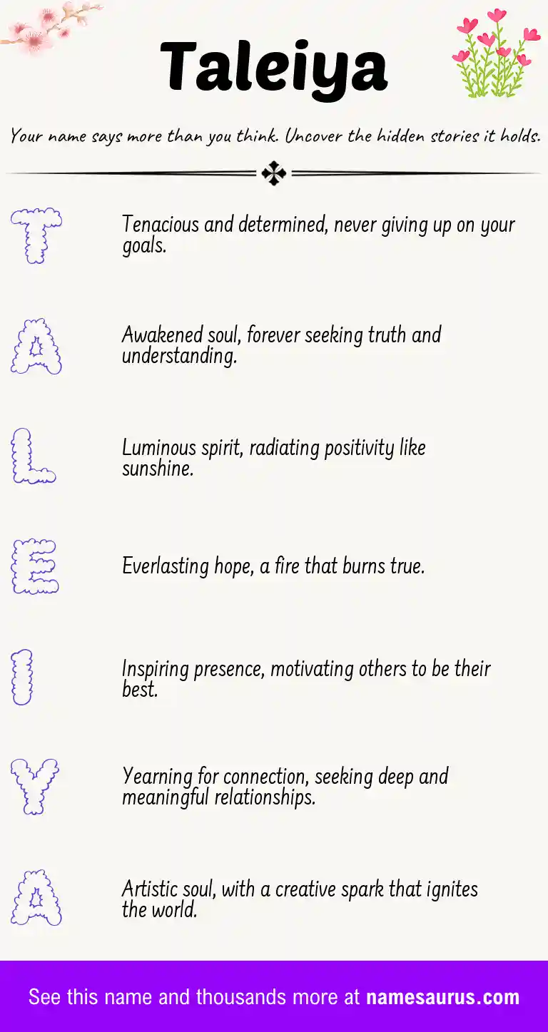 Acrostic poem about Taleiya.