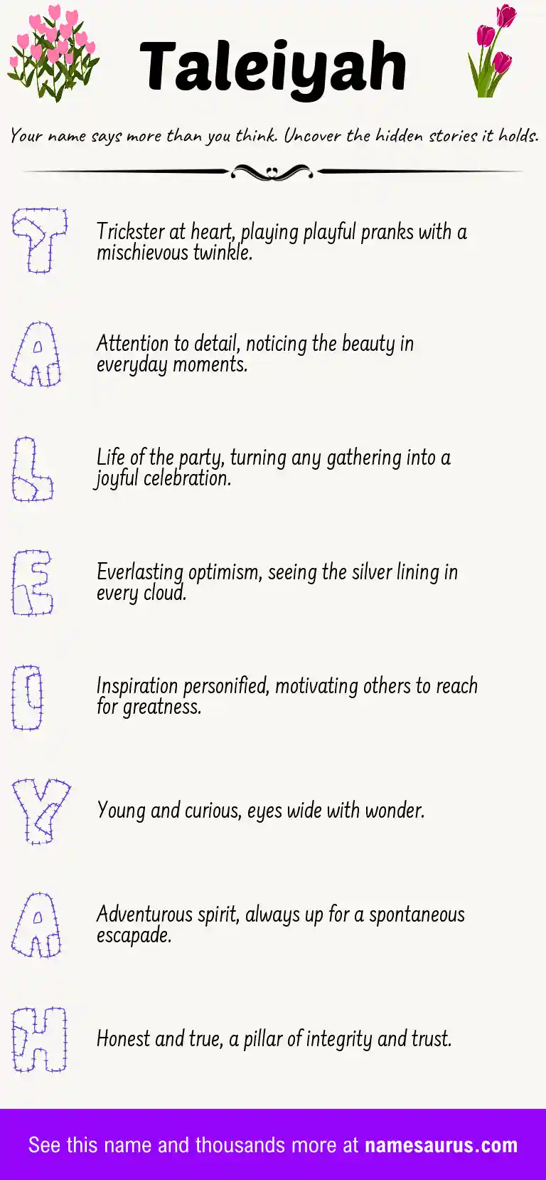 Acrostic poem about Taleiyah.