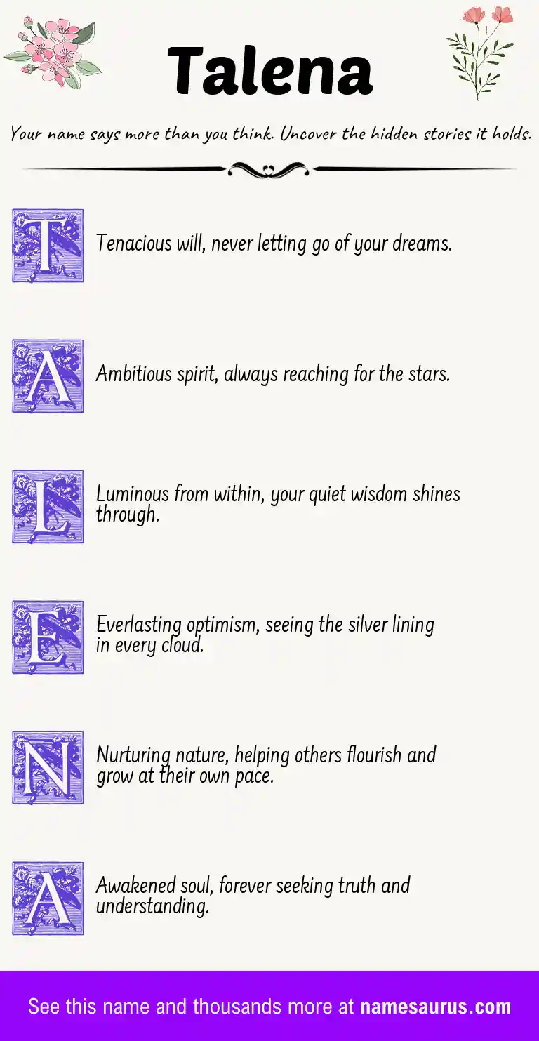 Acrostic poem about Talena.