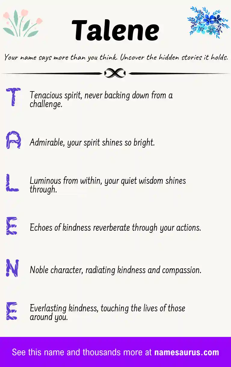 Acrostic poem about Talene.