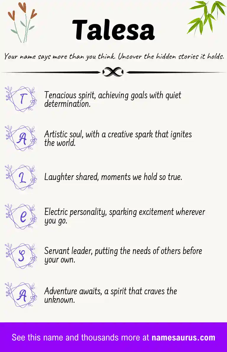 Acrostic poem about Talesa.