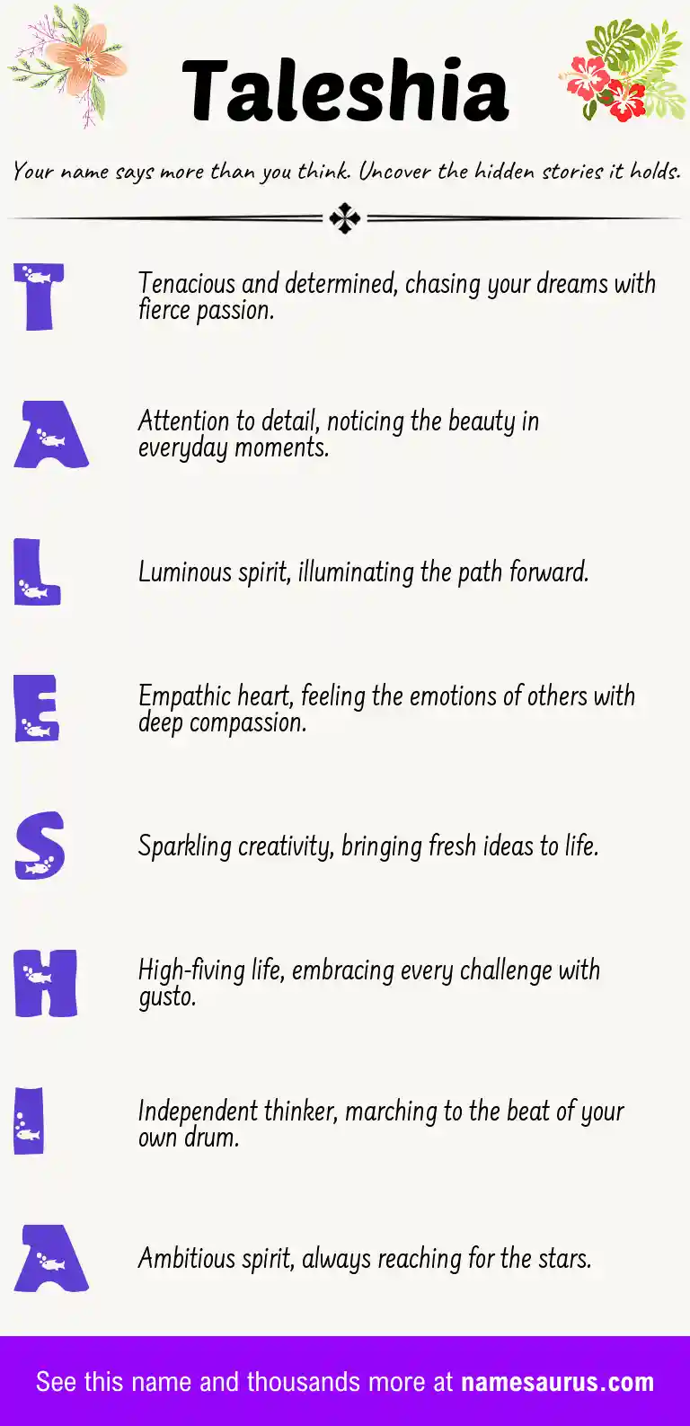 Acrostic poem about Taleshia.