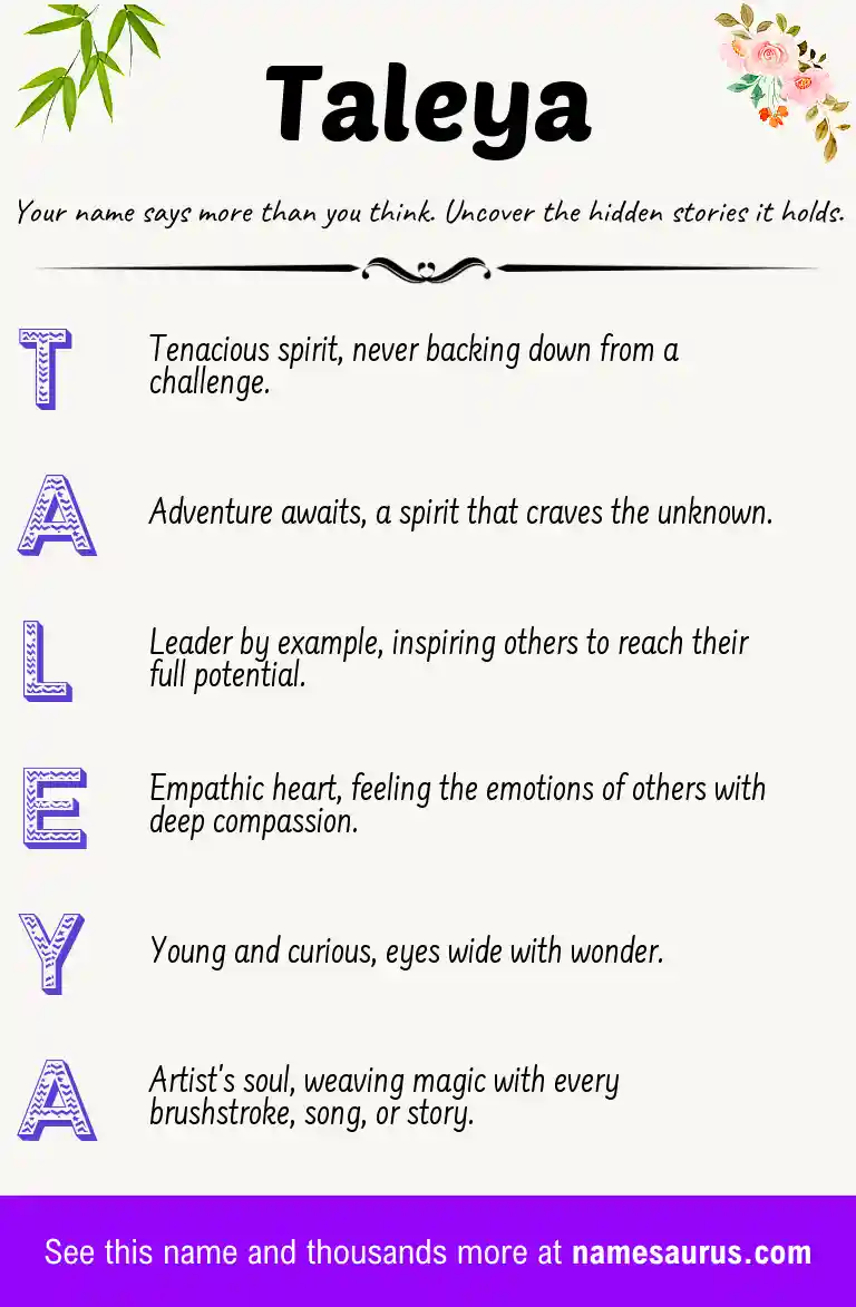Acrostic poem about Taleya.