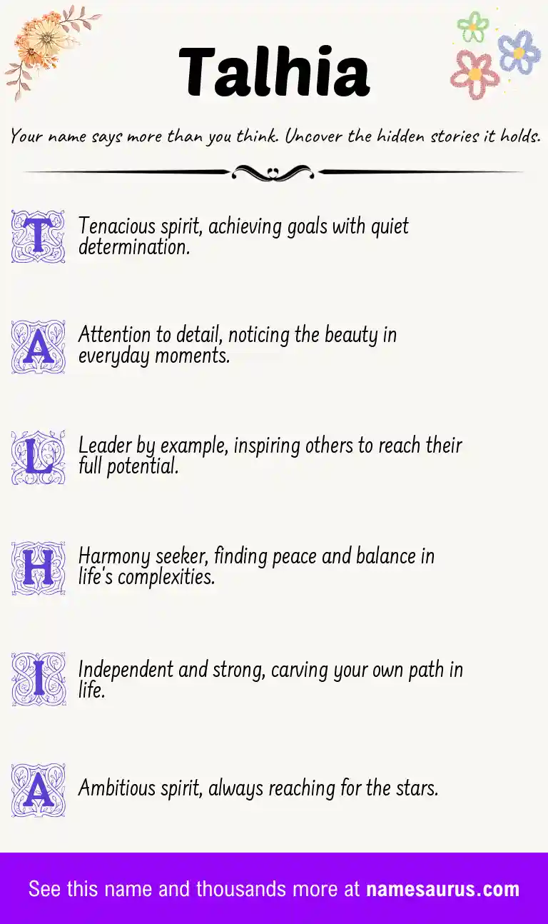 Acrostic poem about Talhia.