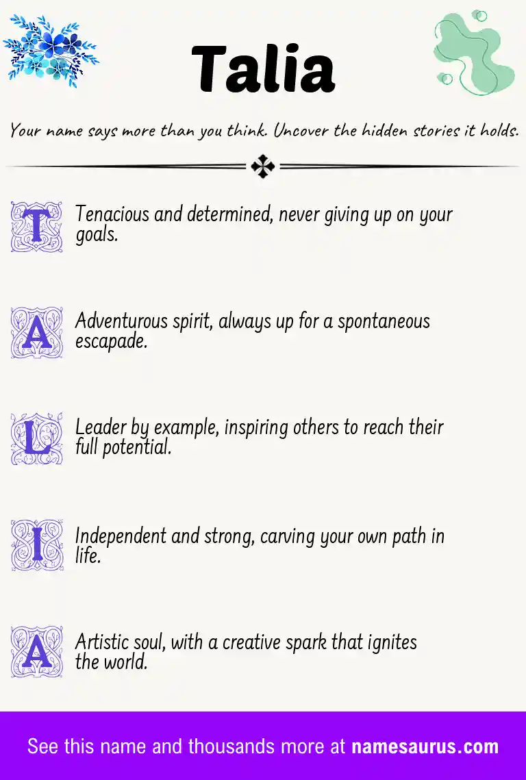 Acrostic poem about Talia.