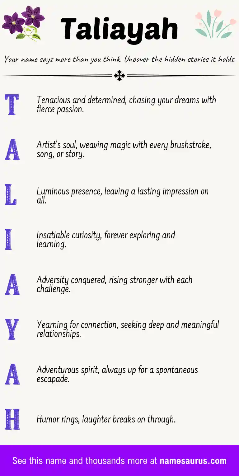 Acrostic poem about Taliayah.